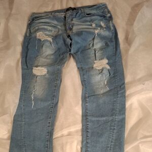 Men's Distressed Blue Jeans
